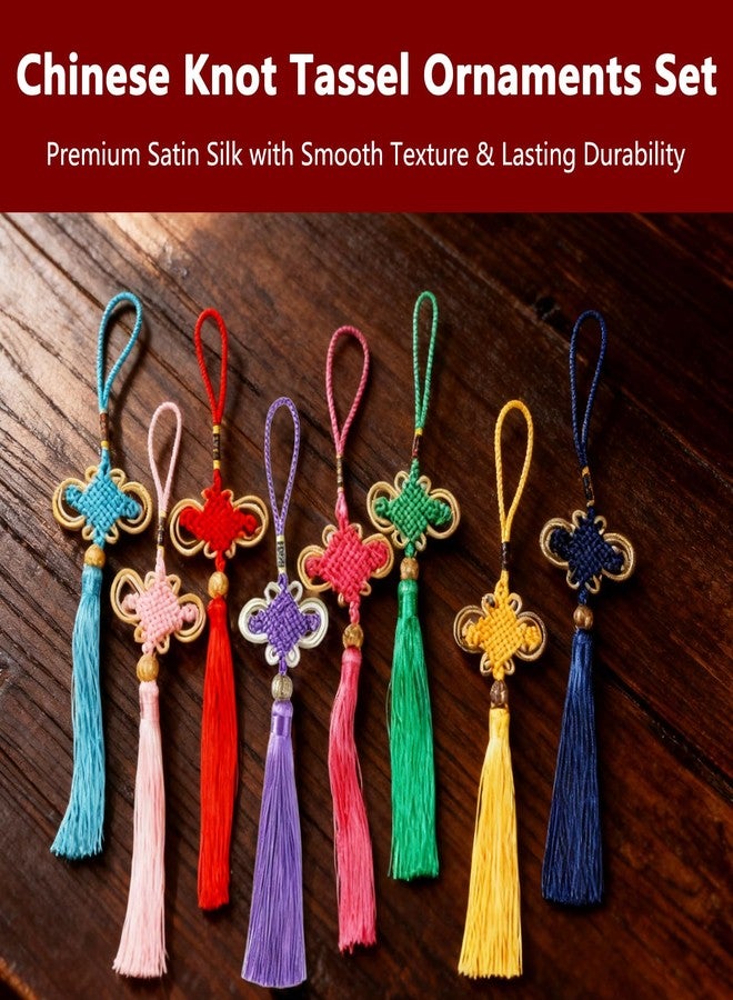 KGCGJVB 8Pcs Chinese Knot Silk Tassels Ornaments Handmade Tassel Chinese Decoration with Soft Tassel for Home Decor Car and Hanging Decorations Elegant Silk Tasselchinese Style Tassle Ornaments - Image 5